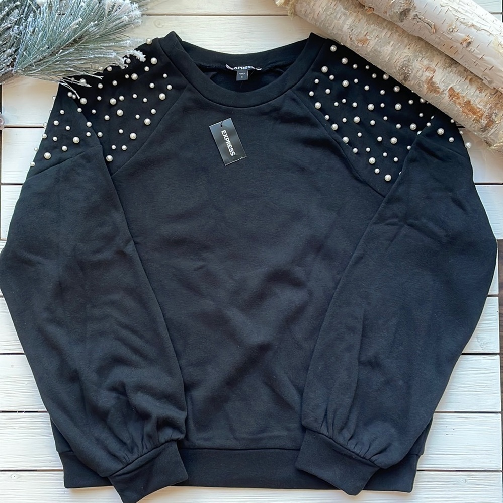 NWT Express Embellished Crew Neck Sweatshirt size S